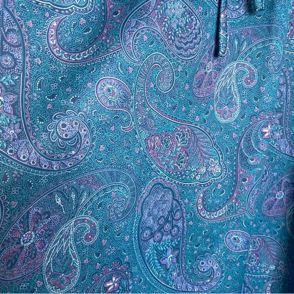 Vintage 70s Three R's Blue Polyester Paisley Dress - Picture 14 of 14